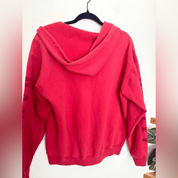 Oakley Red Fleece Hoodie Sweatshirt Full Zip Logo Graphic Size M - Picture 5 of 7